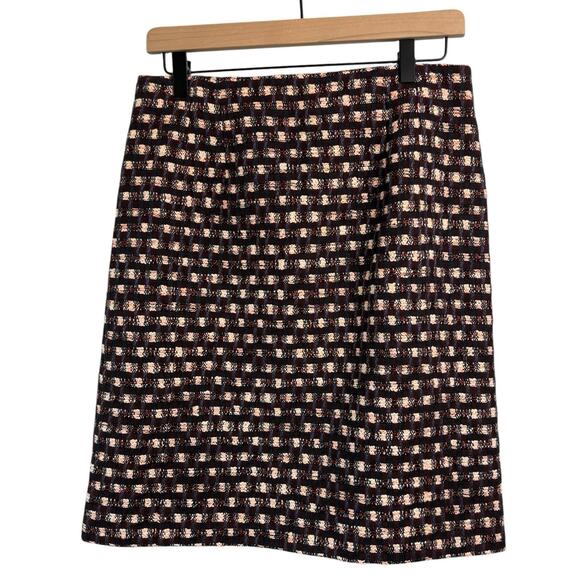 Brooks Brothers Womens Skirt 8 Tweed Neon Orange Burgundy Blue Career Work Wear - Picture 1 of 5